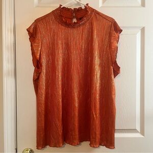 NWT Ashley Stewart Sleeveless Orange/Gold Top Sz 22/24